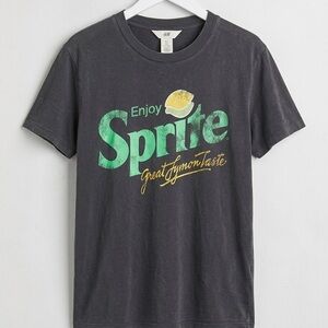 H&M Divided "Enjoy Sprite" Graphic Tee – Vintage Wash Charcoal Grey – Size Small